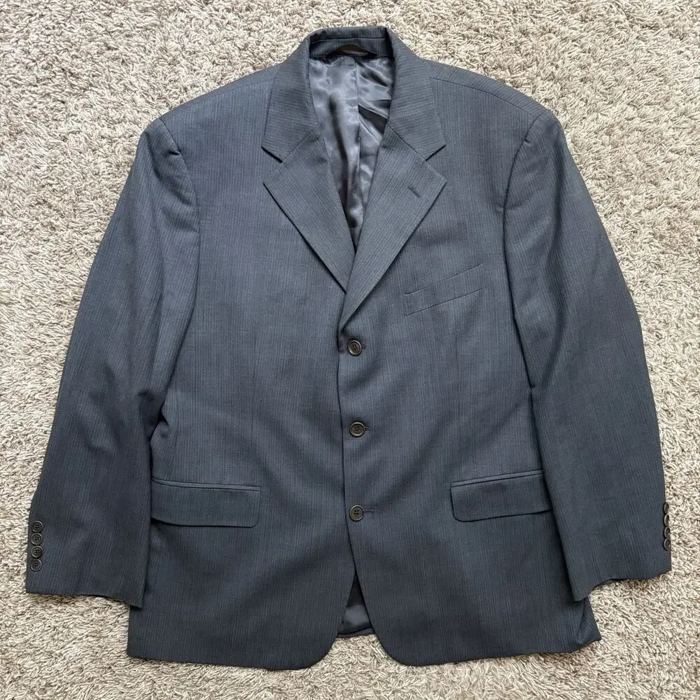 Brooks Brothers 346 Grey Pin Striped Wool Suit Men’s Size 44S Pants 36x27